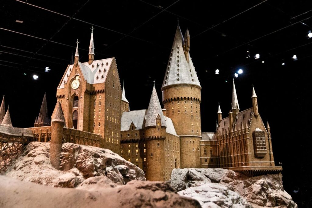 Hogwarts in the Snow A large display on the Hogwarts Castle from Harry Potter covered in snow.