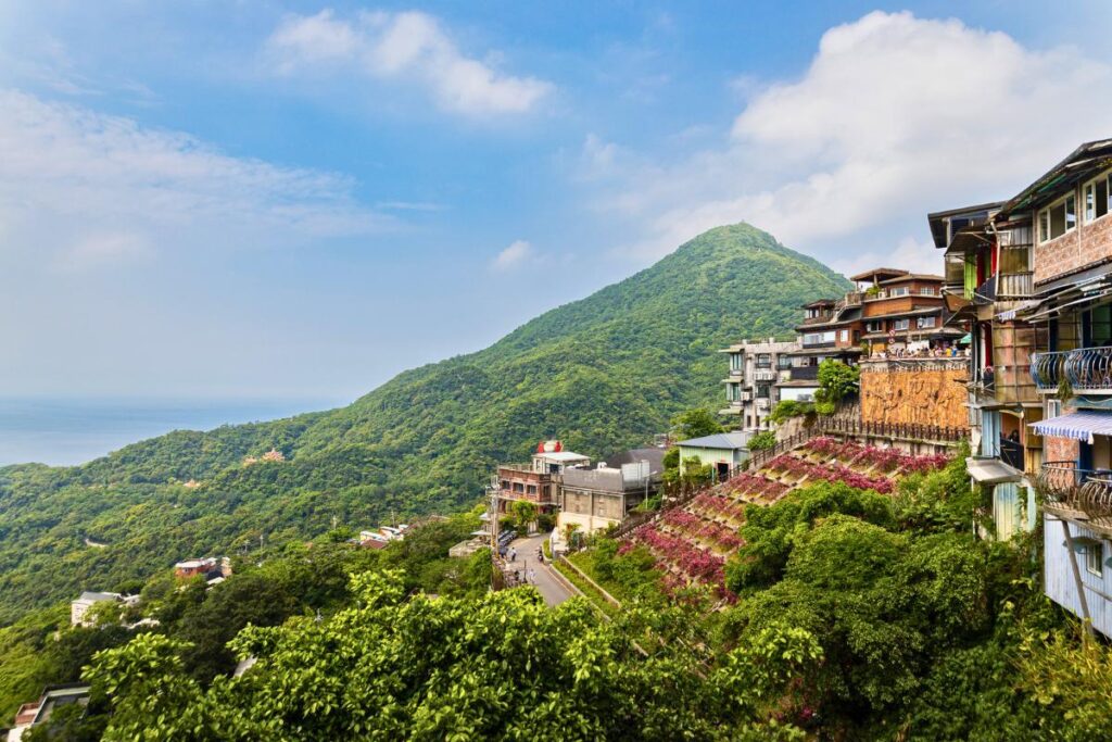 View of the green hill surrounding Jiufen.