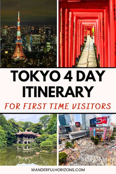 Pinterest Pin: Tokyo 4 Day Itinerary - For First Time Visitors