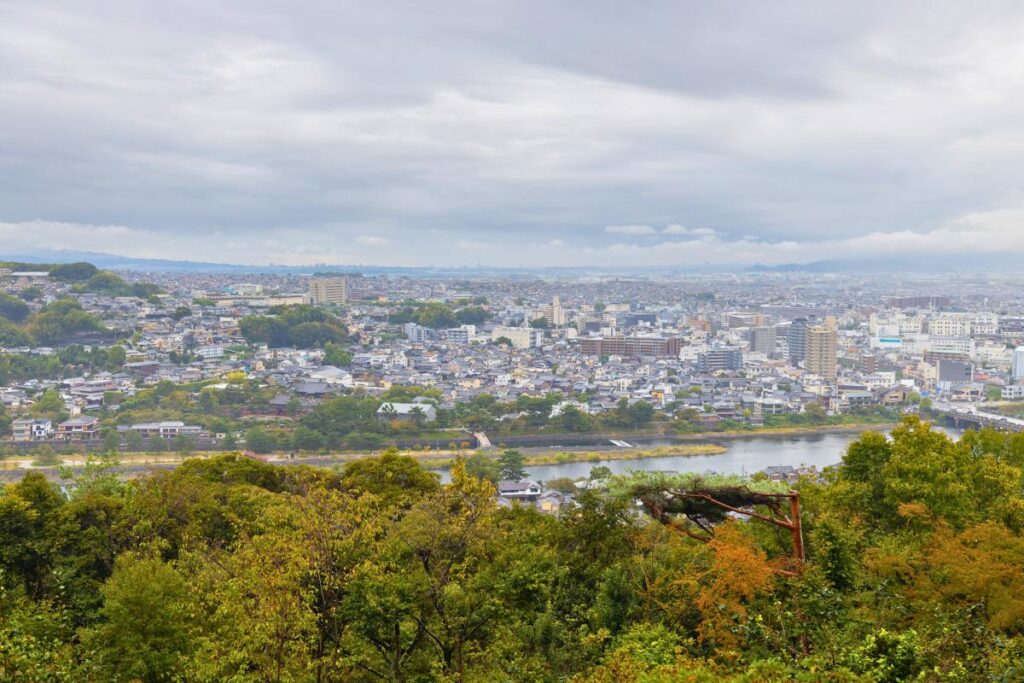 View overlooking Uji River & the city of Uji