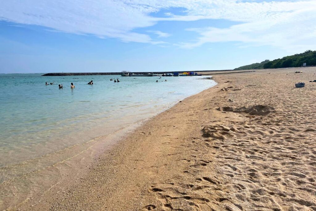 The shoreline at Maesato Beach.