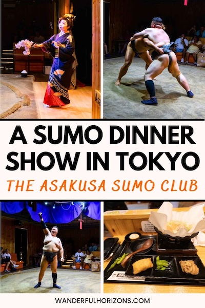 Pinterest Pin: A Sumo Dinner Show in Tokyo - The Asakusa Sumo Club