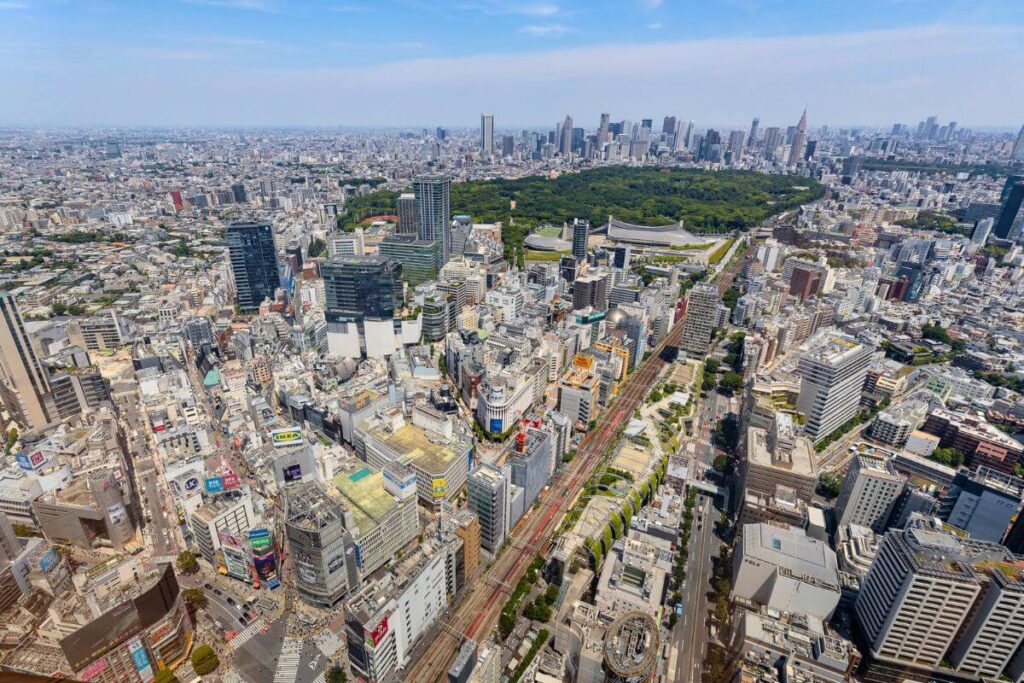View from Shibuya Sky looking down on Tokyo